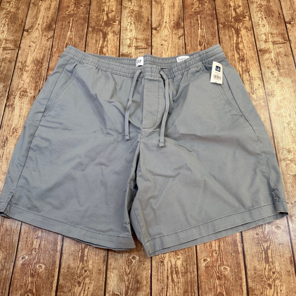 Gap Easy Essential 8 Inch Shorts Mens XL Gray/Blue Elastic Waist Drawstring NWT